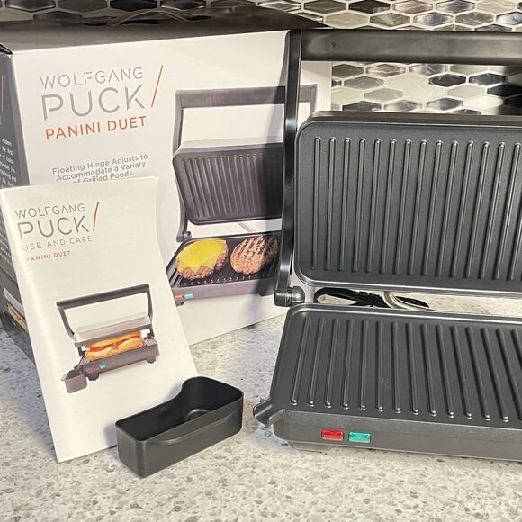 Wolfgang Puck Panini Duet Nonstick Stainless Steel Panini Maker Griddle Grill - Picture 1 of 5